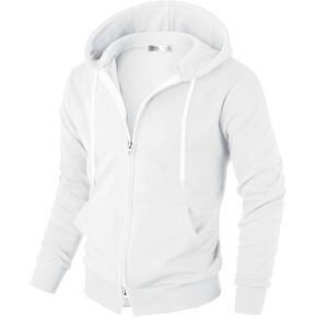 Ohoo Mens Slim Fit Double Slide Zipper Zip Up Hooded Sweatshirt Lightweight Long Sleeve Hoodie Jacket with Kanga Pocket