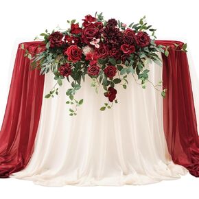 TINGE TIME Artificial Sweetheart Flower Swag with Tablecloth and Table Runner, Pack of 3 Floral Arrangement for Autumn Wedding Sweetheart Table Centerpiece Fall Decoration (Terracotta) in Kuwait