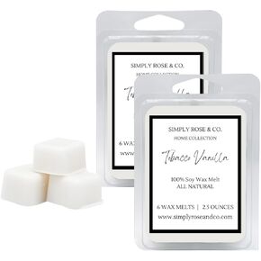 SIMPLY ROSE & CO. Tobacco Vanilla Soy Wax Melts | Scented Wax Melts | Soy Wax Melts | Soy Wax | Wax Tarts | Wax Cubes | Wax Clamshells | Candle Melts | TWO 2.5 Ounces