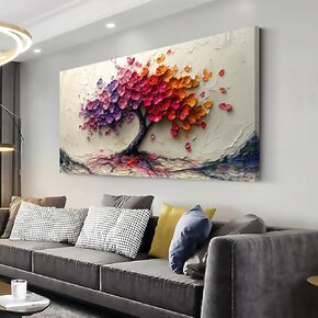 GAFSING Tree of Life Wall Art Cherry Blossom Tree Canvas Oil Painting Print Modern Artwork Picture Waterproof Canvas Prints for Living Room Bedroom Kitchen Home Office Decor (20x40 inch)