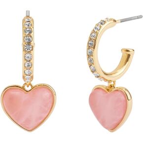COACH Womens Quartz Heart Charm Huggie Earrings