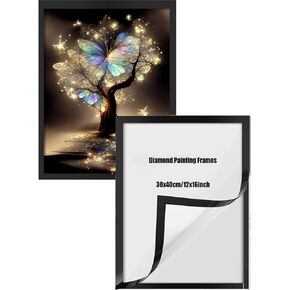 AIBOERL Diamond Painting Frames,12"x16" Diamond Art Frames,Frames for Diamond Painting,Diamond Painting Accessories Magnetic Frame for Wall Window Door Decor-Black(Inner Size 25x35cm)