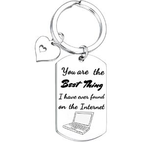 Couple Gifts for Boyfriend Girlfriend Keychain Valentine's Day Gifts Christmas Birthday Gifts for His Her You're The Best Thing I've Ever Found on The Internet for Men Women
