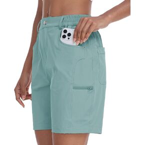 MoFiz Womens Golf Shorts 7" Quick Dry Hiking Shorts Lightweight Bermuda Shorts for Women with Pockets