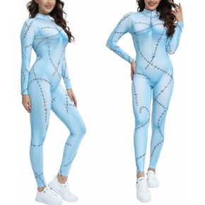 Sally Costume for Women Sally Cosplay Bodysuit 3D printed Long-sleeved Dress Grils Halloween Cosplay Costume