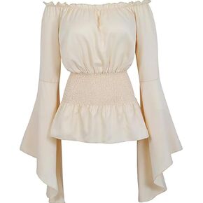 Womens Pirate Shirt Renaissance Shirt Pirate Costume Long Sleeve Off Shoulder Top Boho Tops in Kuwait