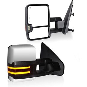 AERDM Towing Mirrors Compatible with Ford F150 2004 05 06 07 08 09 10 11 12 13 2014 Power Heated Defrost with Amber LED Signal and Puddle Light Side Mirrors Pair set Pickup Truck Tow Mirrors Pair set