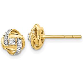 Diamond2Deal 14k Gold Diamond Knot Stud Earrings (L- 0.31 in, W- 0.28 in)