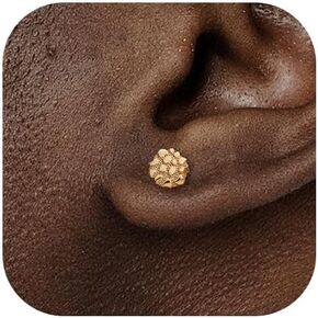 Gold Nugget Earrings for Men African Earrings for Black Women Small Rough Textured Cookie Stud Earrings Unisex Gold Jewelry Gift