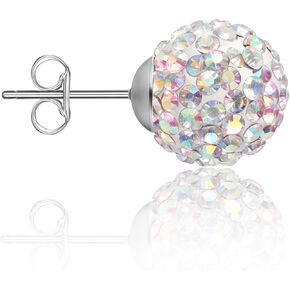 AOEDEJ 1 Piece Disco Ball Earrings for Women Silver Ball Earrings Crystal Earrings Studs Silver Crystal Earrings Cubic Zirconia