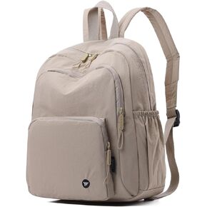 Small Nylon Backpack Mini Casual Daypack Lightweight Backpack for Women Travel Purse (Beige)