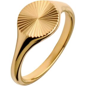 18K Gold Plated Round Twisted Signet Ring, Delicate Jewelry Gift, Size 6 to 8