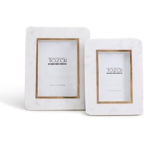 Two's Company Hoxton White Marble Frames Incl 2 Sizes Set of 2