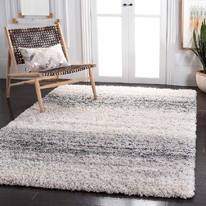 SAFAVIEH Fontana Shag Collection 9' x 12' Ivory/Grey FNT852A Modern Non-Shedding Living Room Bedroom Dining Room Entryway Plush 2-inch Thick Area Rug