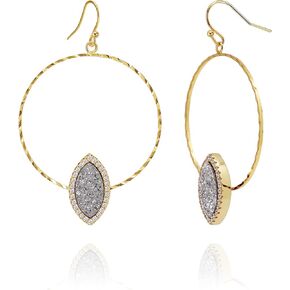 Ozel - Druzy Drop and Dangle Earrings for Women - Iridescent Drusy and Cubic Zirconia, 14K Gold-Plated Delicate Fashion Jewelry_3M3363