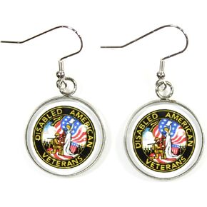 'Thank You for Your Service', More Armed Services Cabochon Dangle Earrings with Military Emblem in Kuwait