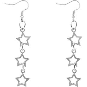 Star Dangle Earrings for Women Silver Peal Drop Earrings Hollow Star Earrings Long Triple Star Dangle Earrings for Womem Jewelry