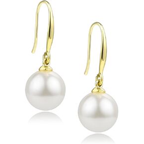14K Gold Plated Shell Pearl Drop Earrings Dangle Pearl Earrings for Women