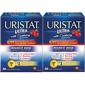 URISTAT Ultra UTI Pain Relief, Cranberry Flavored Coating, 30 Tablets (Pack of 2) in Saudi Arabia