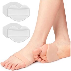 Metatarsal Pads, 2 Pairs Ball of Foot Cushions for Women and Men, Soft Gel Foot Sleeve Pads, Forefoot Cushioning Shoe Supports Pads, for Metatarsalgia, Mortons Neuroma, Calluses Pain Relief (Skin)