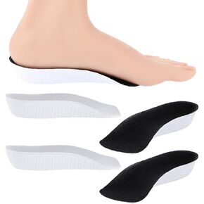 وسادات عالية للرجال، زوجان من وسادات الارتفاع 1.0 بوصة، نعال داخلية للارتفاع للرجال والنساء، نعال داخلية لتقويم العظام للقدم المسطحة، الكب الزائد، تخفيف آلام القدم (أبيض ورمادي) in Kuwait