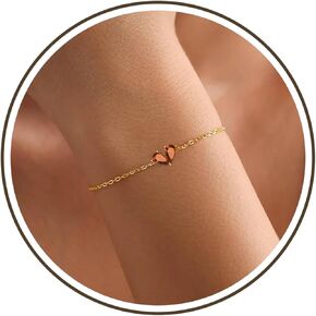 Birthstone Bracelets for Women, Dainty Gold Bracelet with Birthstone Birthday Gifts for Her Stocking Stuffers for Teens 14k Plated Adjustable Link Bracelet Anniversary Christmas Jewelry in Kuwait