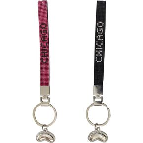 Chicago Wristlet Keychains Pink and Black Set of 2
