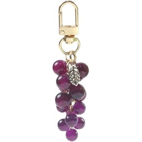 Crystal Grape Charm Keychain Sweet Cool Simulated Fruit Keyring Pendant Bag Hanging Ornament Women Backpack Decorations