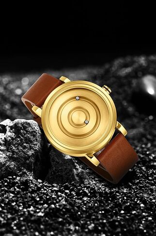 GORBEN Men's Magnetic Ball-Bearing Fashion Stainless Steel Chronograph Watch, Genuine Leather Strap in Saudi Arabia