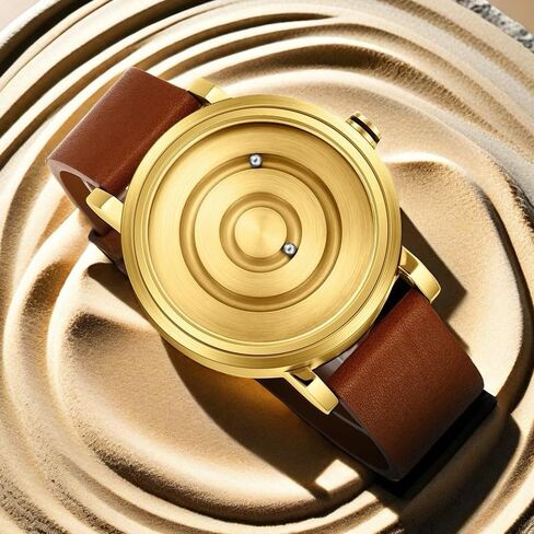 GORBEN Men's Magnetic Ball-Bearing Fashion Stainless Steel Chronograph Watch, Genuine Leather Strap in Saudi Arabia