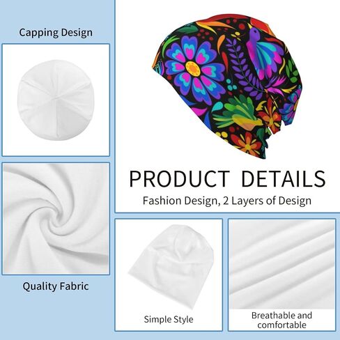 LAIPUTER Mexican Beanie Standard Closed Chemo Knitted Hats Baggy Slouchy Skull Cap Cancer Headwear for Women Men in Saudi Arabia