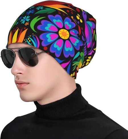 LAIPUTER Mexican Beanie Standard Closed Chemo Knitted Hats Baggy Slouchy Skull Cap Cancer Headwear for Women Men in Saudi Arabia