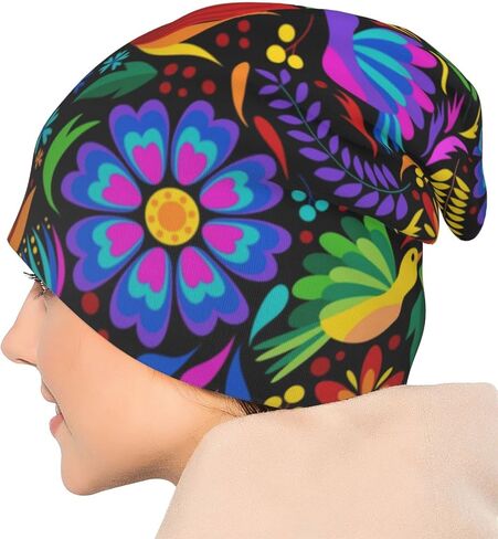 LAIPUTER Mexican Beanie Standard Closed Chemo Knitted Hats Baggy Slouchy Skull Cap Cancer Headwear for Women Men in Saudi Arabia