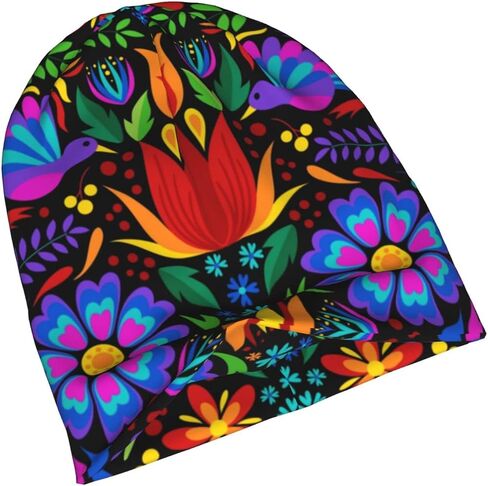 LAIPUTER Mexican Beanie Standard Closed Chemo Knitted Hats Baggy Slouchy Skull Cap Cancer Headwear for Women Men in Saudi Arabia