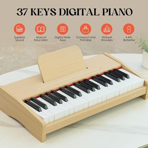 Kids Piano Keyboard, 37 Keys Digital Piano for children, Toddler Music Educational Instrument Toy Wood Piano for 3+ Girls and Boys in Saudi Arabia