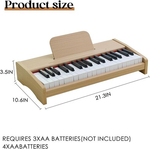 Kids Piano Keyboard, 37 Keys Digital Piano for children, Toddler Music Educational Instrument Toy Wood Piano for 3+ Girls and Boys in Saudi Arabia