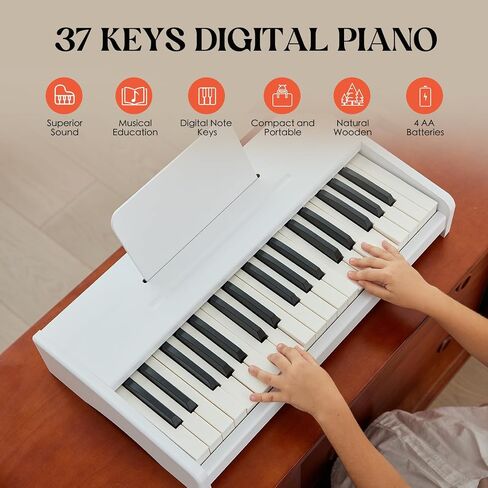 Kids Piano Keyboard, 37 Keys Digital Piano for children, Toddler Music Educational Instrument Toy Wood Piano for 3+ Girls and Boys in Saudi Arabia