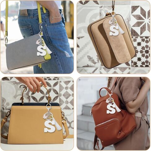 A-Z سلاسل المفاتيح الرسالة الأولية للنساء، شرابة فراشة قلادة حلقة رئيسية لطيف الوردي سلاسل المفاتيح لمحفظة حقيبة الظهر in Kuwait