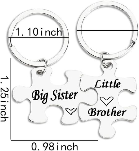 Big Sister Little Brother Gifts for Women Men Puzzle Matching Necklaces Keychains for Sister Brother Birthday Gifts Presents in Kuwait