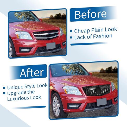 X AUTOHAUX غطاء المصد الأمامي العلوي لشبكة المصد الأمامي لسيارة Mercedes-Benz GLK300 2013-2015 المصد العلوي الأمامي لشبكة الكلى شواء أسود لامع in Saudi Arabia