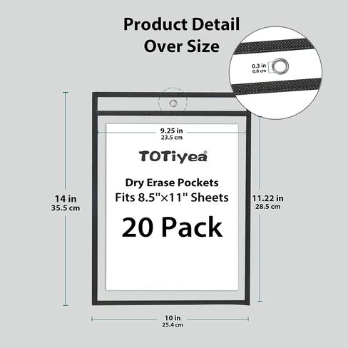 TOTiyea 50 Pack Dry Erase Pockets, Job Ticket Holder, Reusable Plastic Sleeves, Shop Holder Order Pockets, Teacher Supplies for Classroom Organization (0.15mm, 9 x 12 inches, Assorted Color) in Saudi Arabia