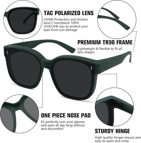Pro Acme Sunglasses Fit Over Glasses for Women,Trendy Square Sun Glasses Polarized Oversized Shades PAHM883 in Kuwait