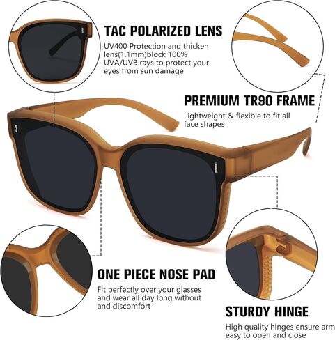 Pro Acme Sunglasses Fit Over Glasses for Women,Trendy Square Sun Glasses Polarized Oversized Shades PAHM883 in Kuwait