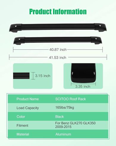 Scitoo Roof Rack Cross Bars Baggage Carrier for Acura MDX 2007-2013 Black 2 Pcs Roof Top Rack Luggage Carrier in Saudi Arabia