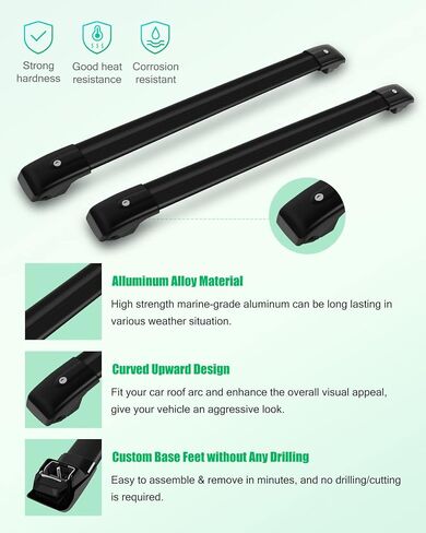 Scitoo Roof Rack Cross Bars Baggage Carrier for Acura MDX 2007-2013 Black 2 Pcs Roof Top Rack Luggage Carrier in Saudi Arabia