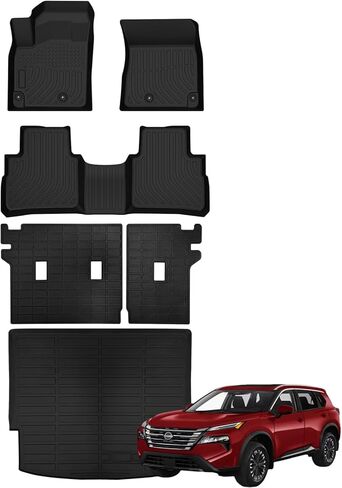 Marretoo for Nissan Rogue 2021-2024 Floor Mats & Cargo Liner with Backrest Mat Full Set All Weather Protection TPE for Nissan Rogue Accessories Quality Waterproof Heavy Duty car mat in Kuwait