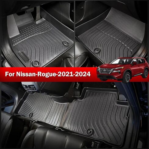 Marretoo for Nissan Rogue 2021-2024 Floor Mats & Cargo Liner with Backrest Mat Full Set All Weather Protection TPE for Nissan Rogue Accessories Quality Waterproof Heavy Duty car mat in Kuwait