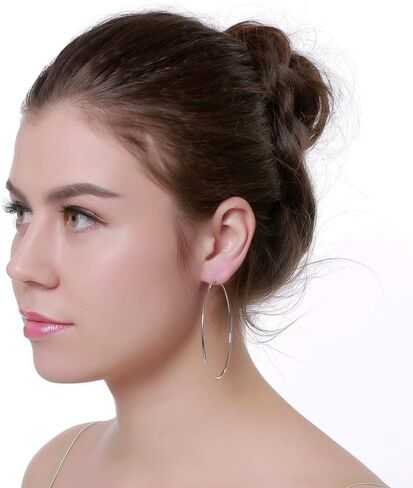 Dainty 70mm Gold Plated Big Large Hoop Earrings for Women Sensitive Ears Fashion Round Circle Huggie Hypoallergenic Hoops 3 Inch Fashion Minimalist Hooped for Bff Birthday Her in Saudi Arabia