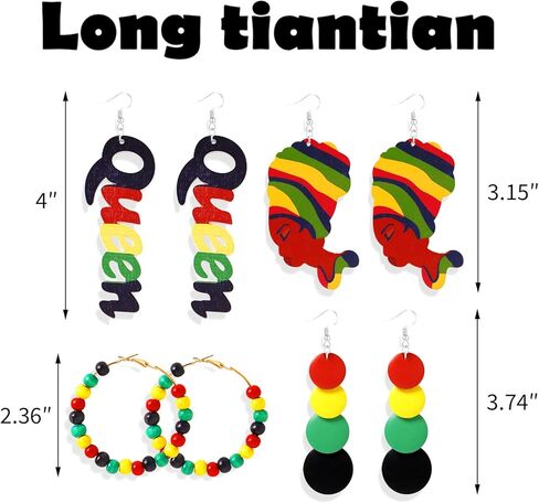 African Earrings for Women Black History Month Shirt Outfits Accessories African Dangle Earrings African Jewelry for Women in Kuwait