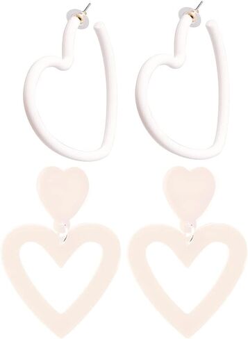 Big Acrylic Love Heart Shape Drop Dangle Earrings Set Multicolor Geometric Neon Hoop for Women Lover Party Jewelry in Kuwait